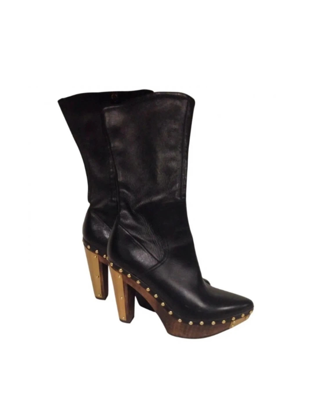Miu Miu Black‎ Heeled Boots with Chunky Heel  Studded Detailing