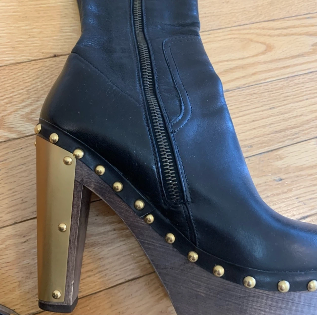 Miu Miu Black‎ Heeled Boots with Chunky Heel  Studded Detailing - photo 4