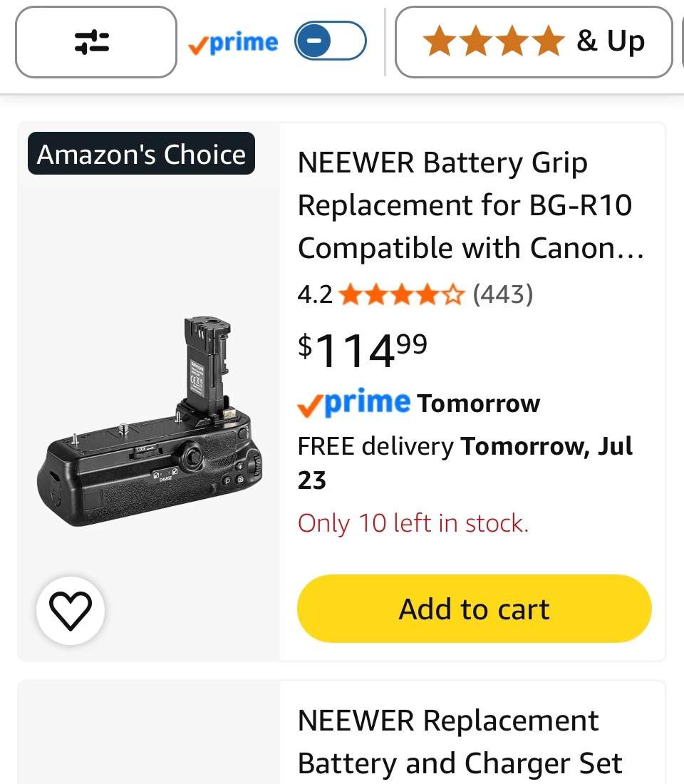 NEEWER Battery Grip for Canon EOS R5 R6 Mark II
