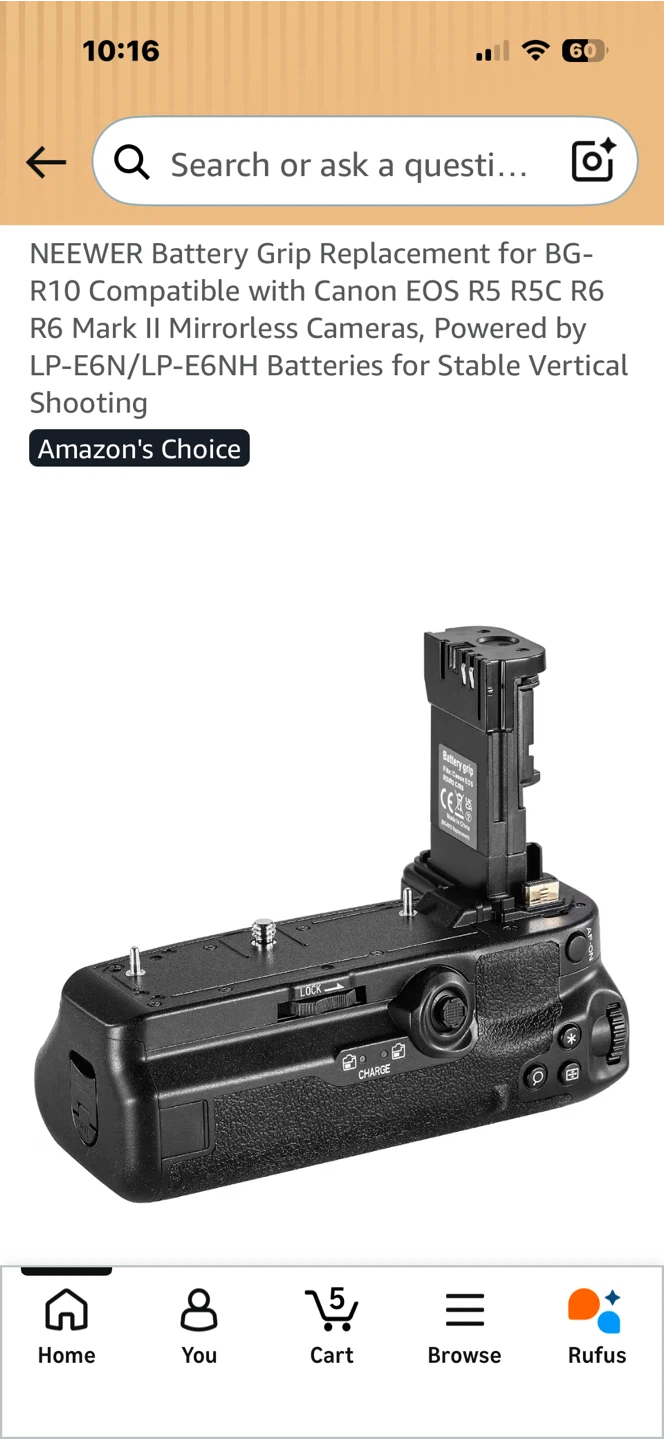 NEEWER Battery Grip for Canon EOS R5 R6 Mark II - photo 2