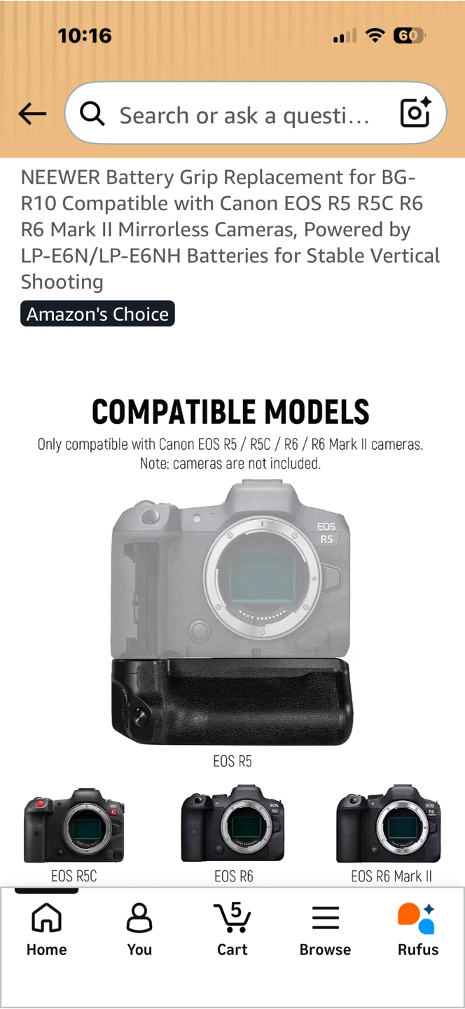 NEEWER Battery Grip for Canon EOS R5 R6 Mark II - photo 3