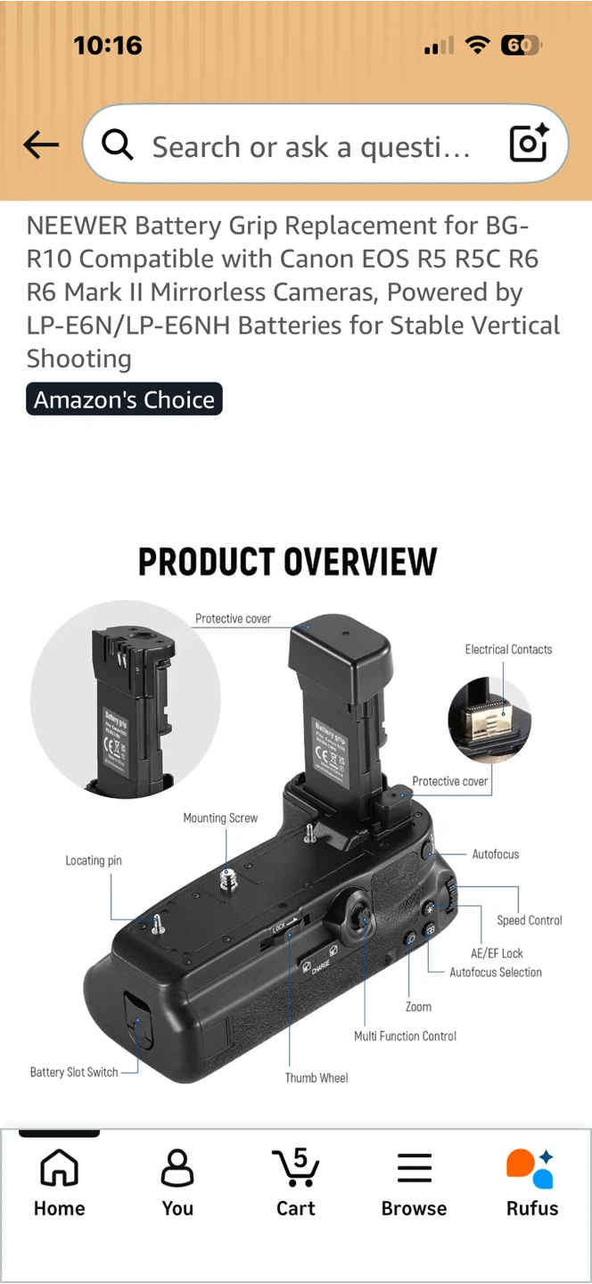 NEEWER Battery Grip for Canon EOS R5 R6 Mark II - photo 4