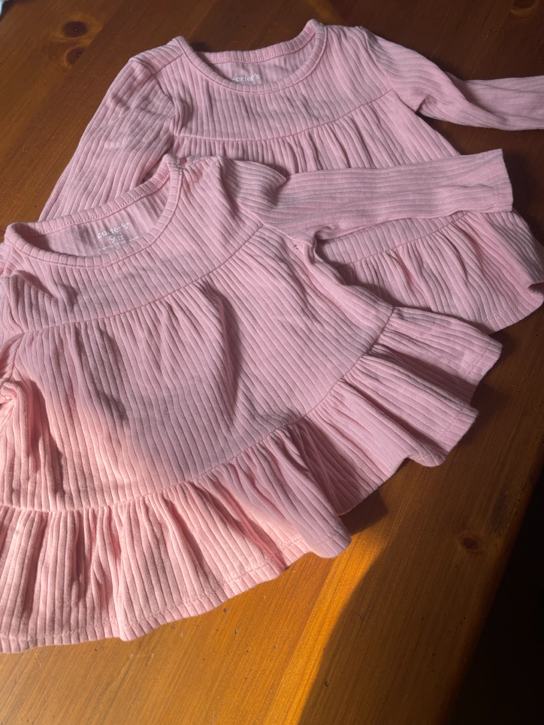 Carter's Pink Ribbed Ruffle Tops - 2T (Set of 2)