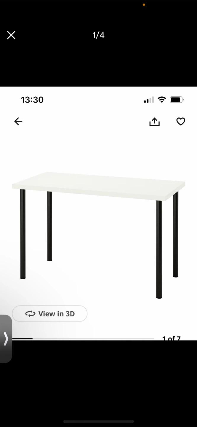 Ikea Table with Black Legs, 100cm