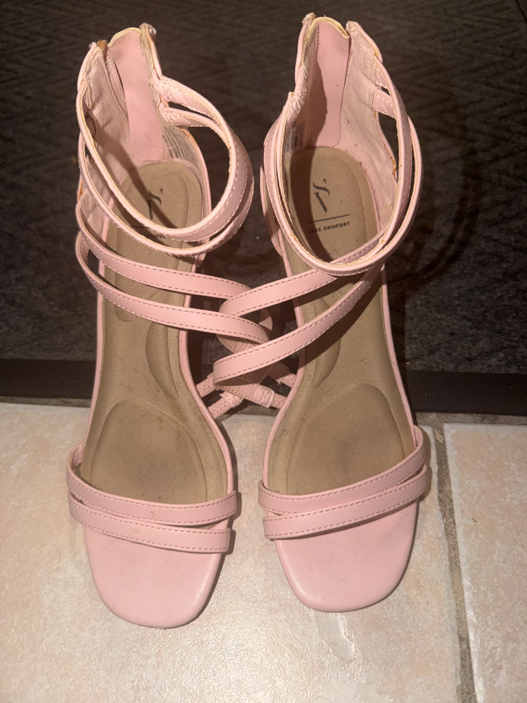 Pink strappy heels