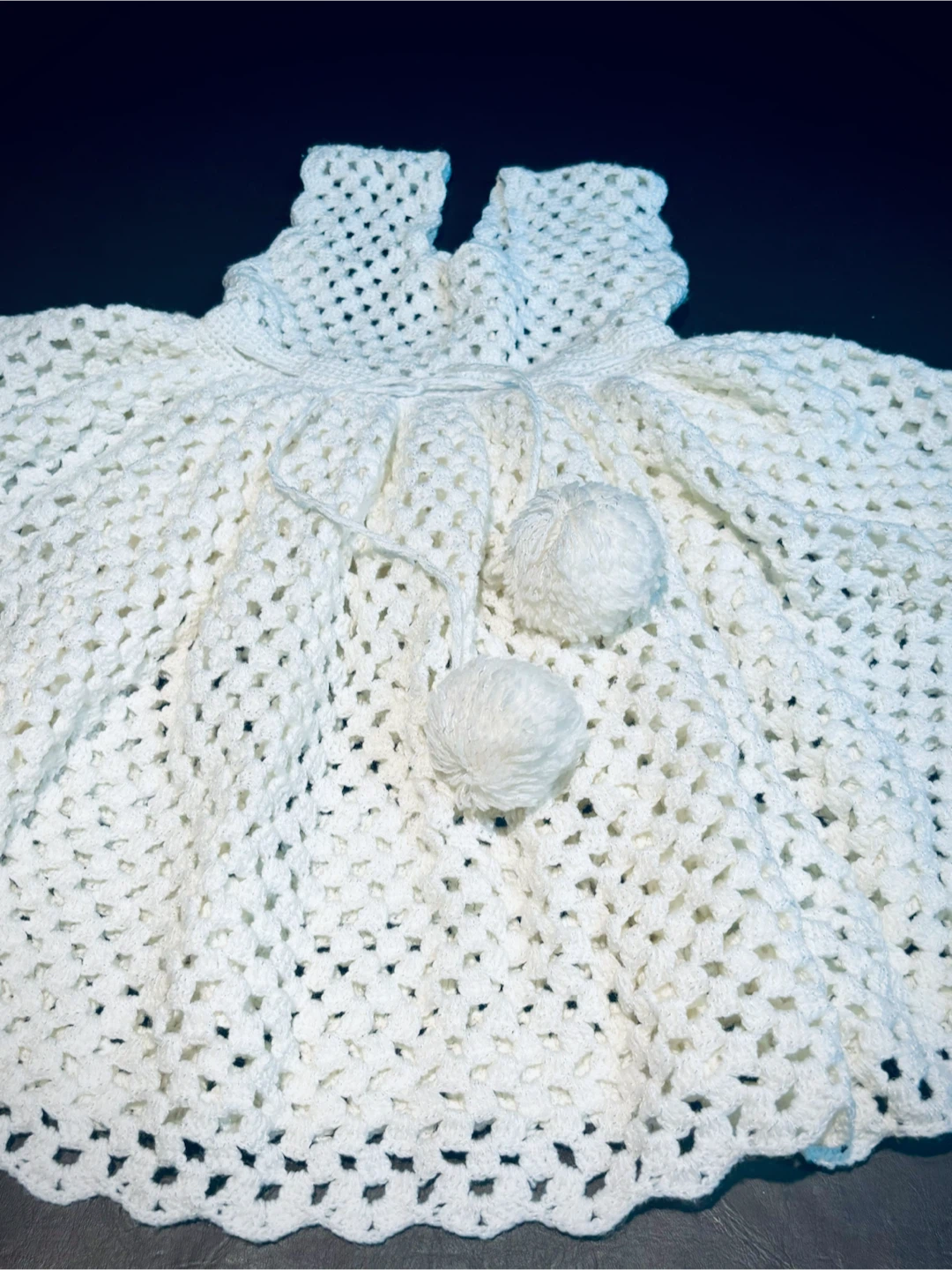 New Handmade Crocheted Baby Dress & Hooded Poncho - photo 3