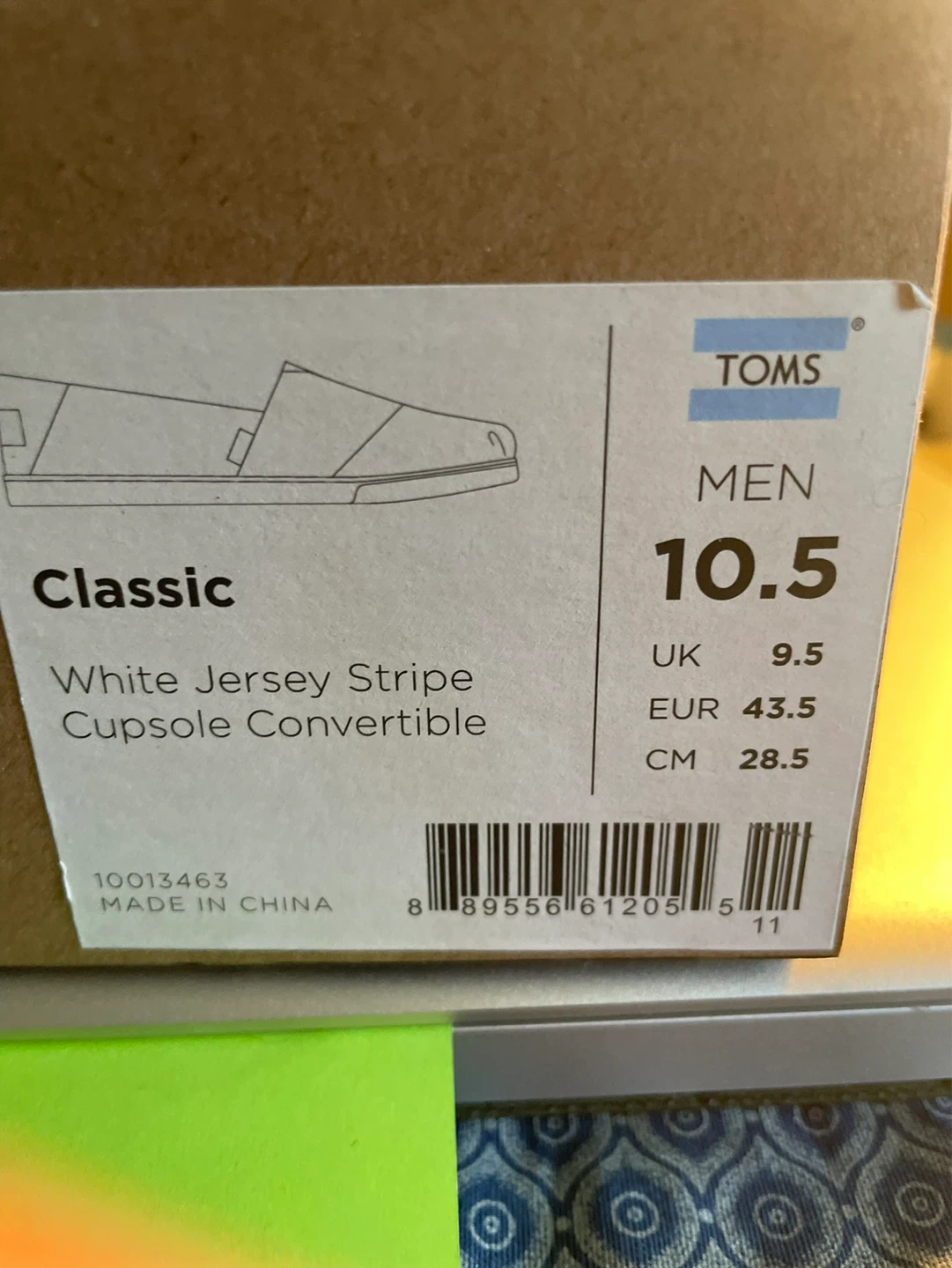 Men's Shoes TOMS Classic White Jersey Stripe Espadrille Shoes