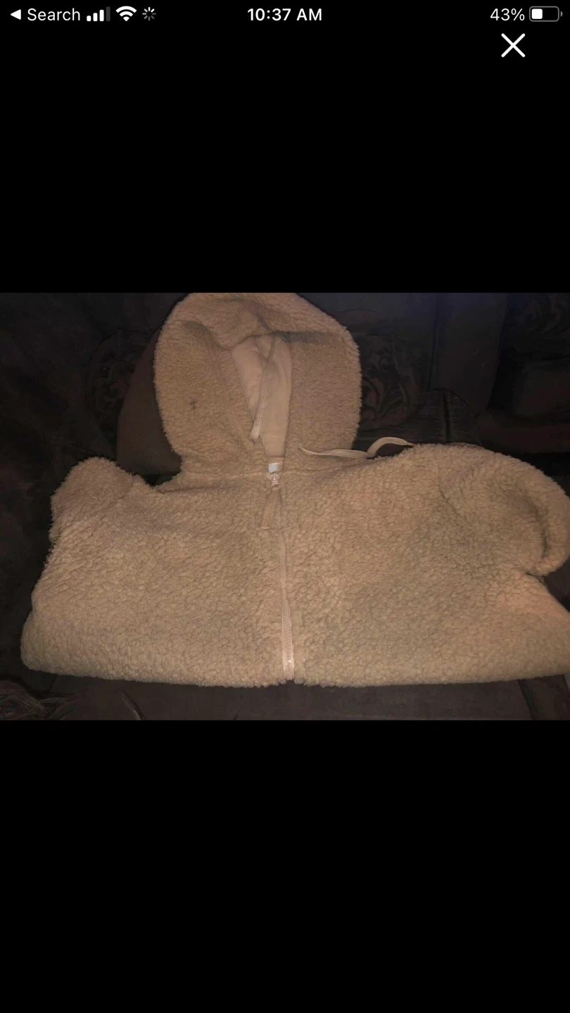 Cream Sherpa Full Zip Hoodie (XL)