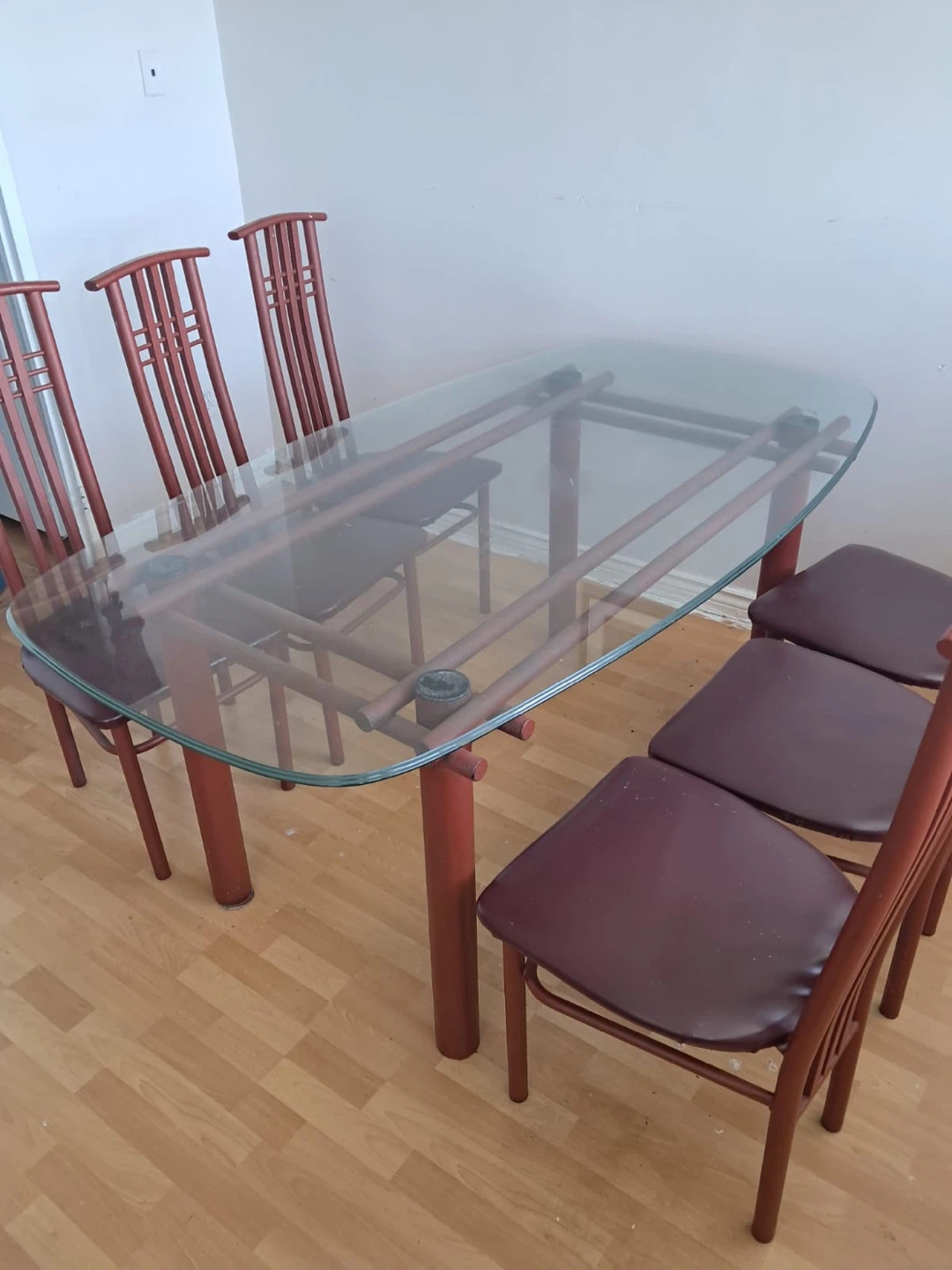 Glass Dining Table with 4 Chairs