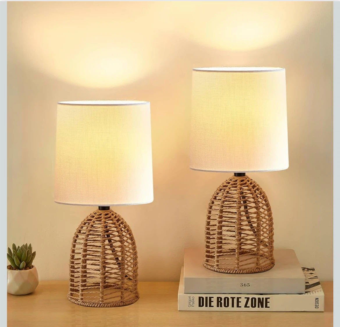 Rattan Table Lamps - 2 Pack