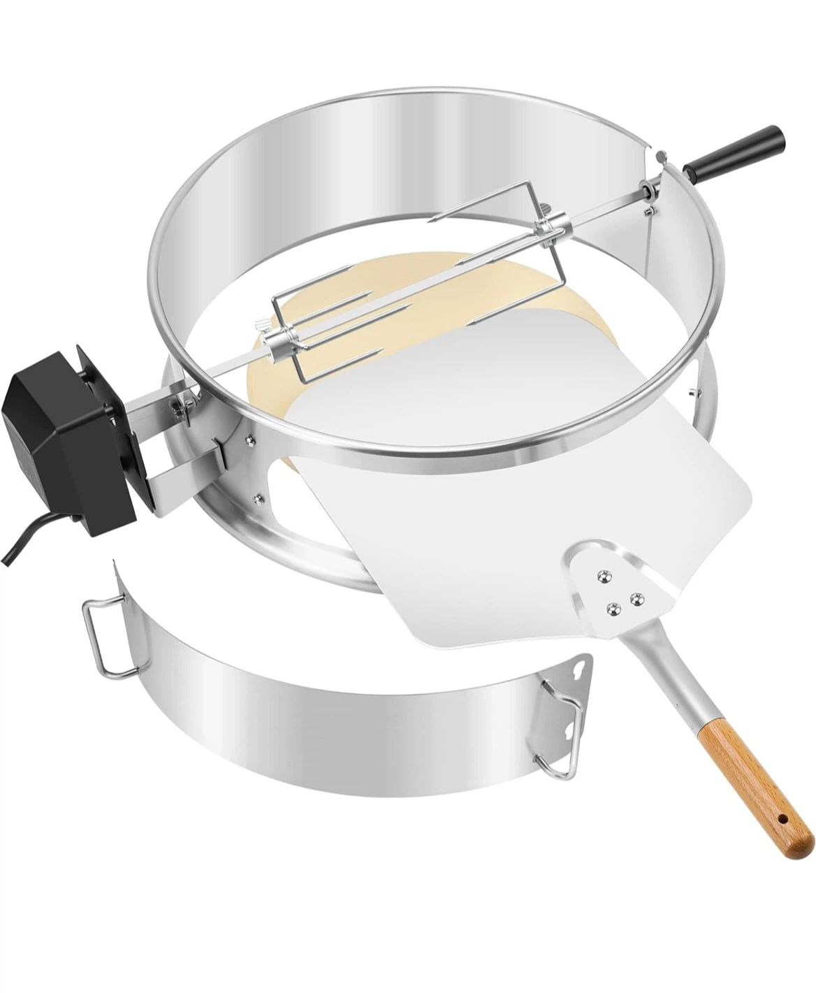 Rotisserie Kit with Pizza Peel and Stone