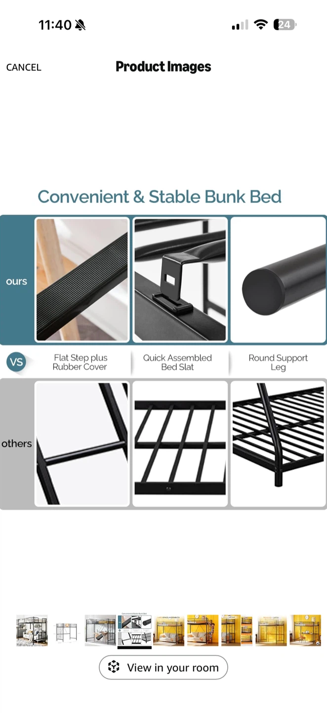 Loft Bed Twin Size Black Metal - photo 3