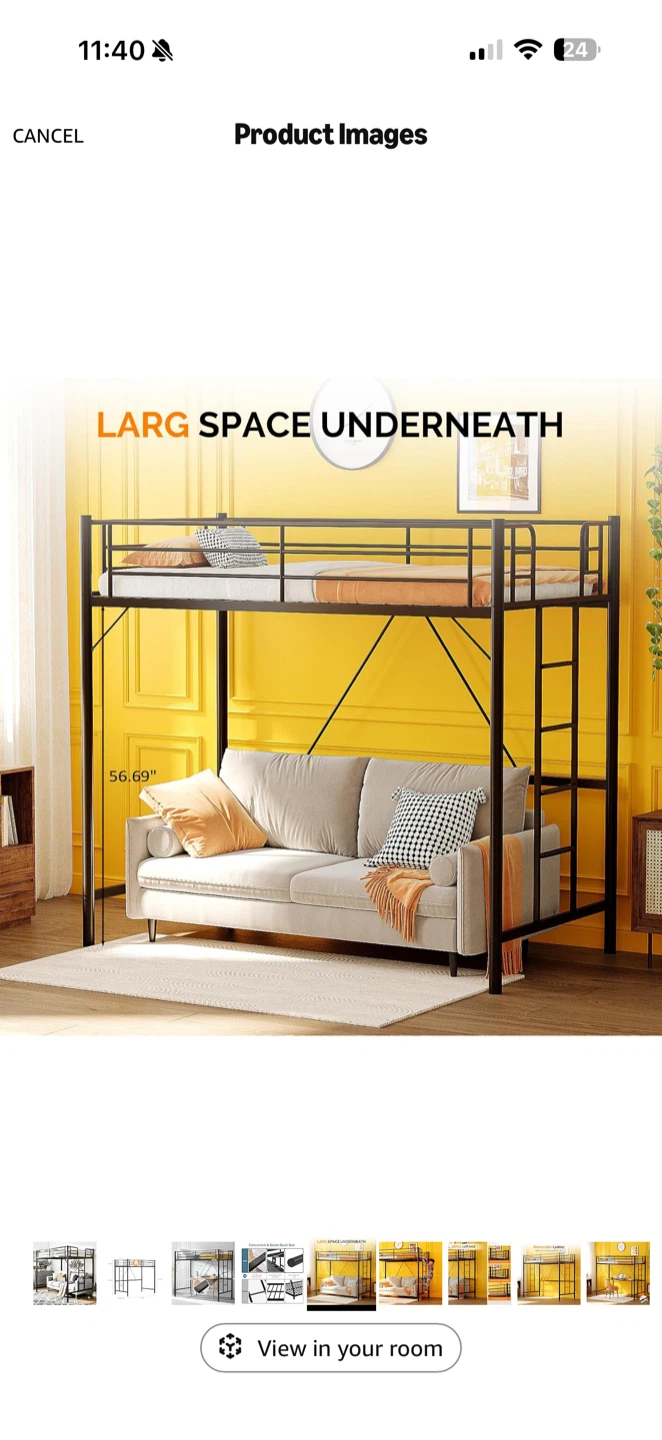Loft Bed Twin Size Black Metal - photo 4