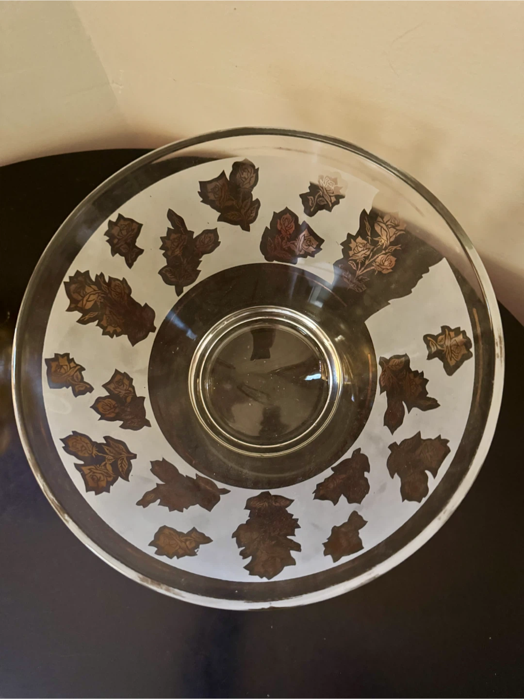 Vintage Glass Serving Bowl with Floral Design - photo 2
