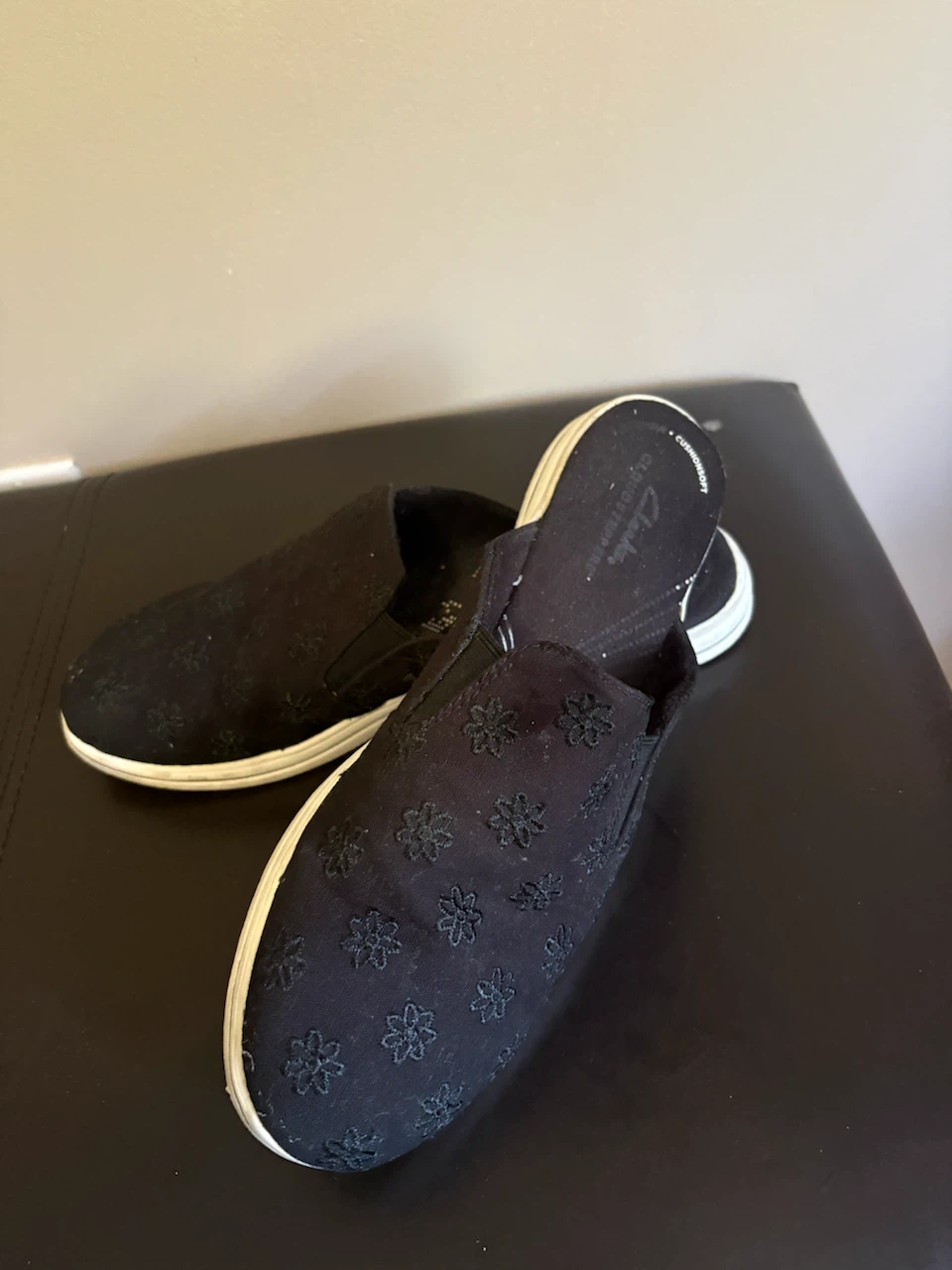 Clarks Black Floral Mule Slip-On Shoes - photo 2