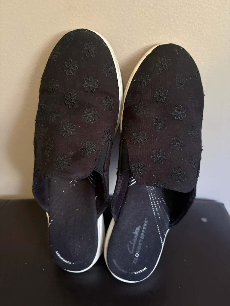 Clarks Black Floral Mule Slip-On Shoes - photo 3