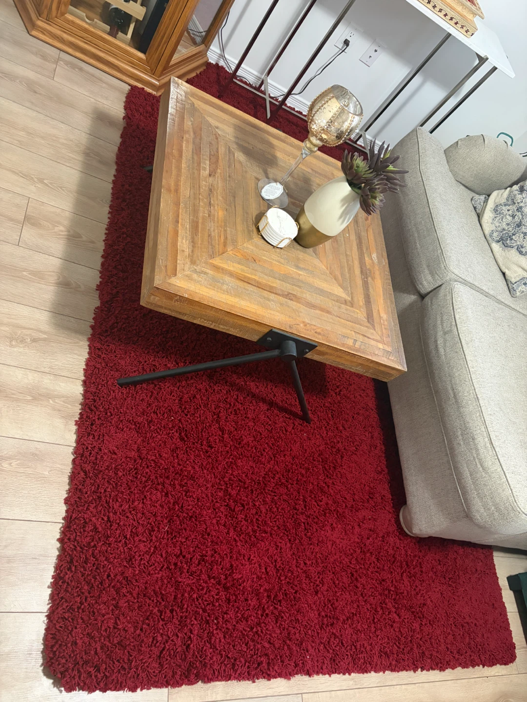 Wooden Coffee Table with Metal Legs