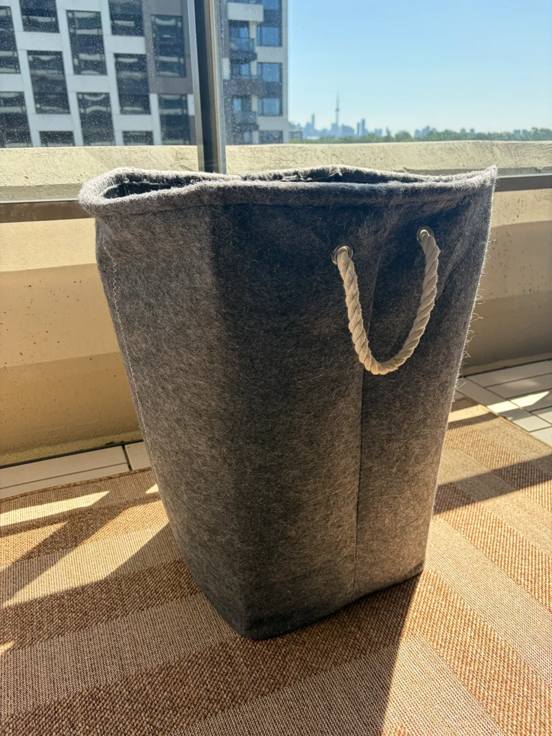 Grey Felt Laundry Basket