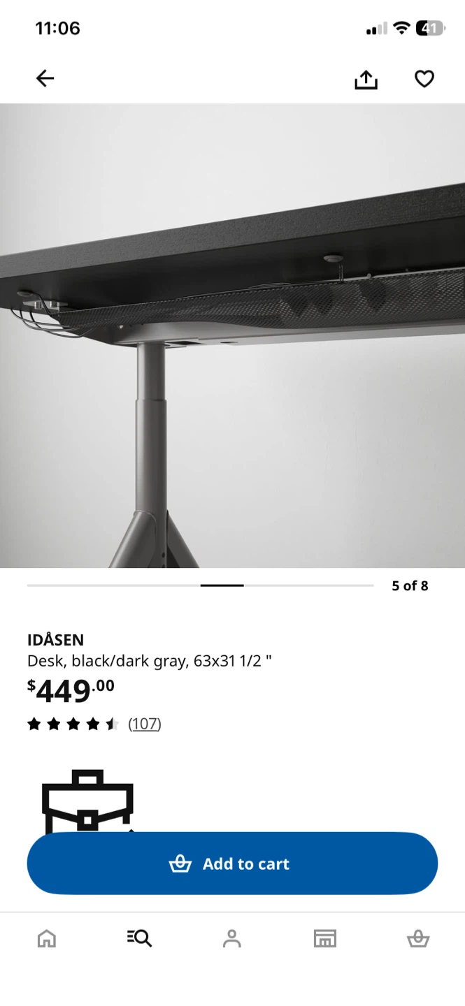 IKEA IDASEN Desk, Black/Dark Gray - photo 4