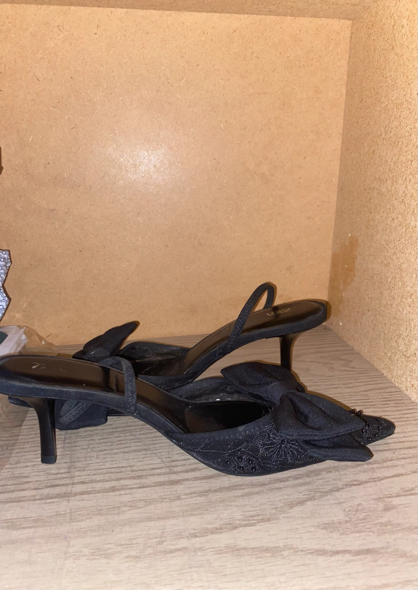 ZARA Black Bow Kitten Heels - photo 2