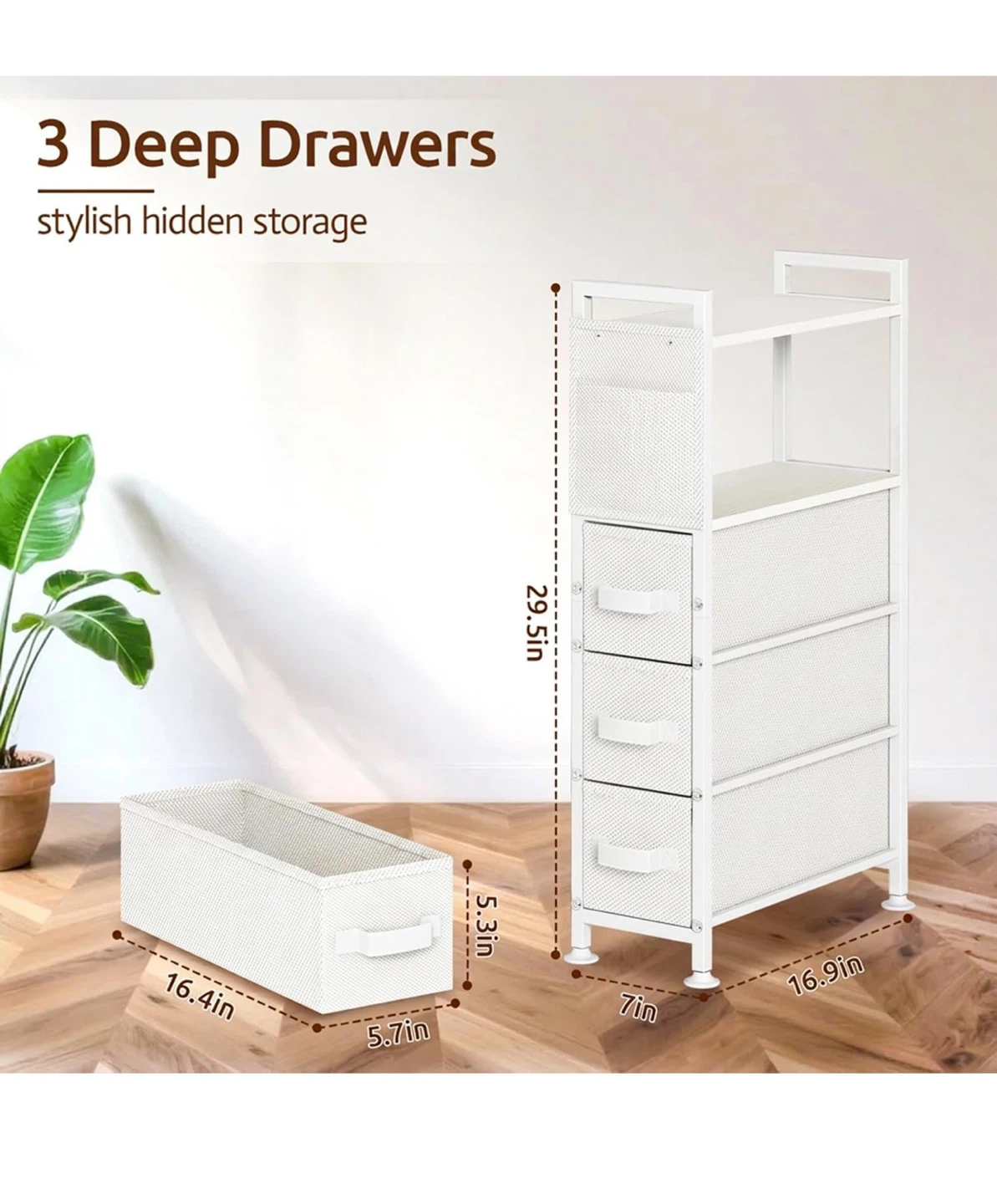 White 3-Drawer Storage Organizer - photo 3