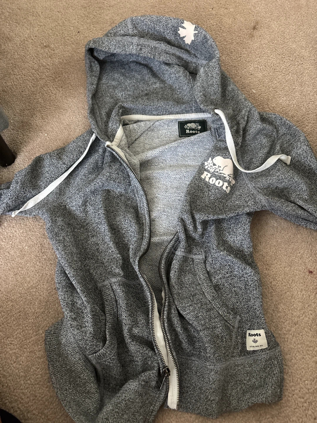 Roots Full Zip Hoodie Grey Heather
