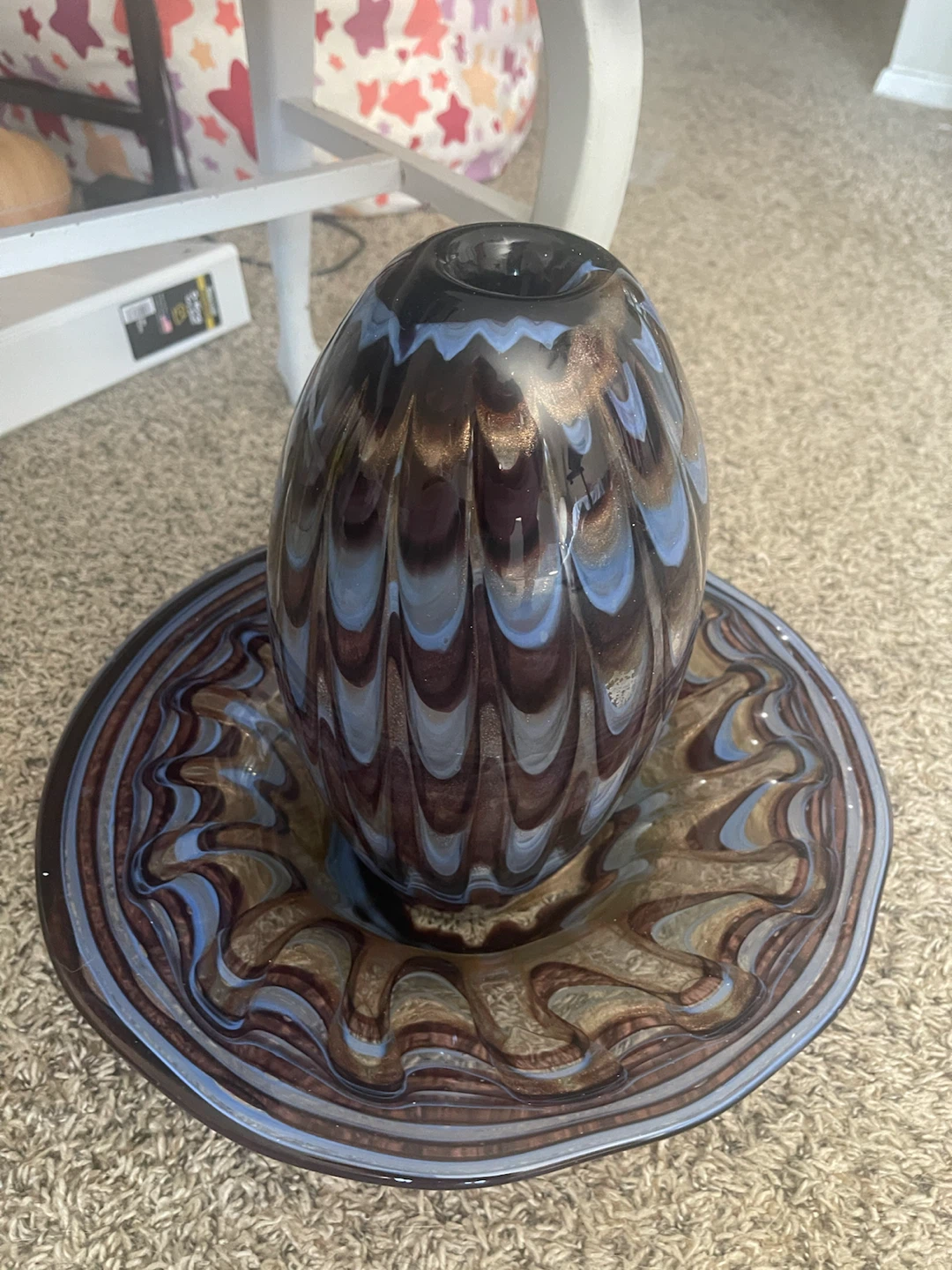 Art Glass Vase with Saucer