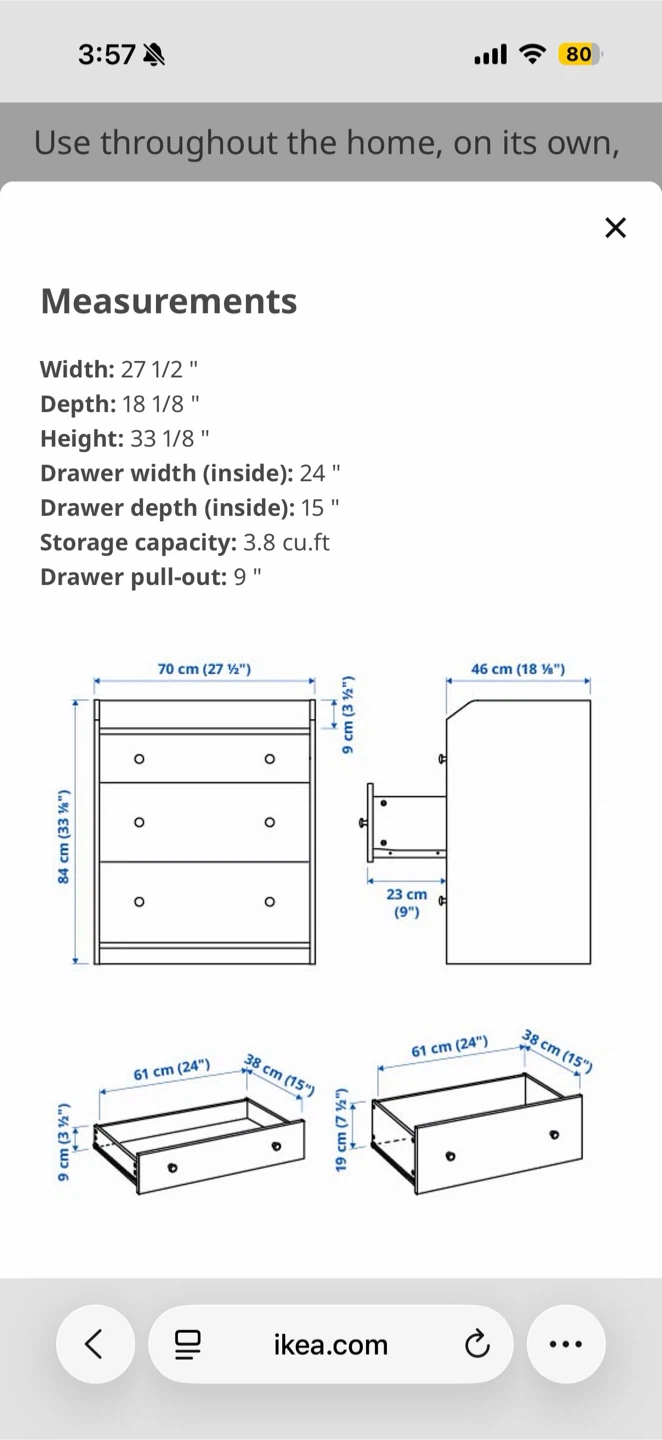IKEA 3-Drawer Chest - photo 2
