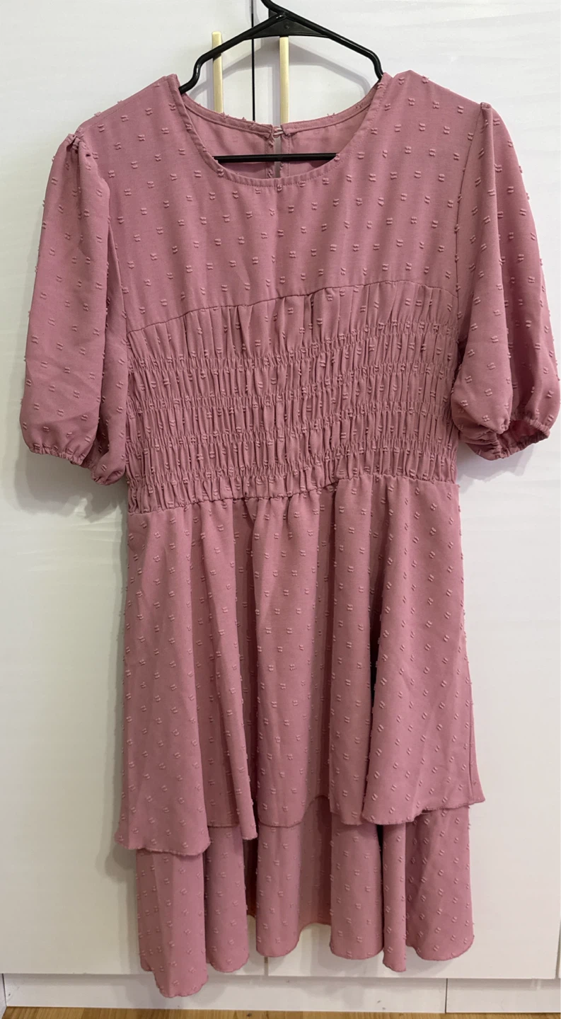 Dusty Rose Swiss Dot Dress