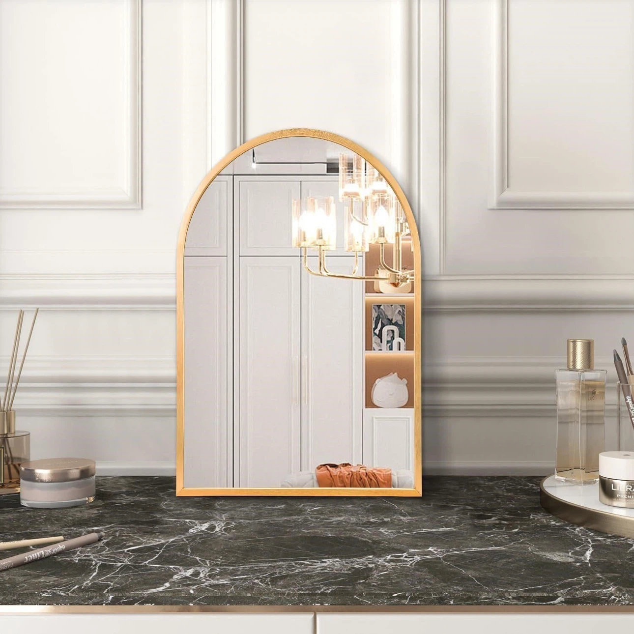 Gold Arch Vanity Mirror
