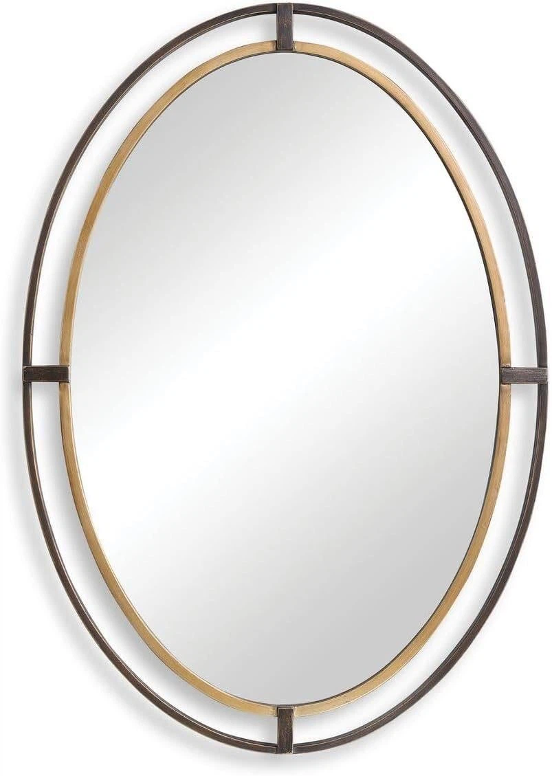 Oval Wall Mirror with Metal Frame