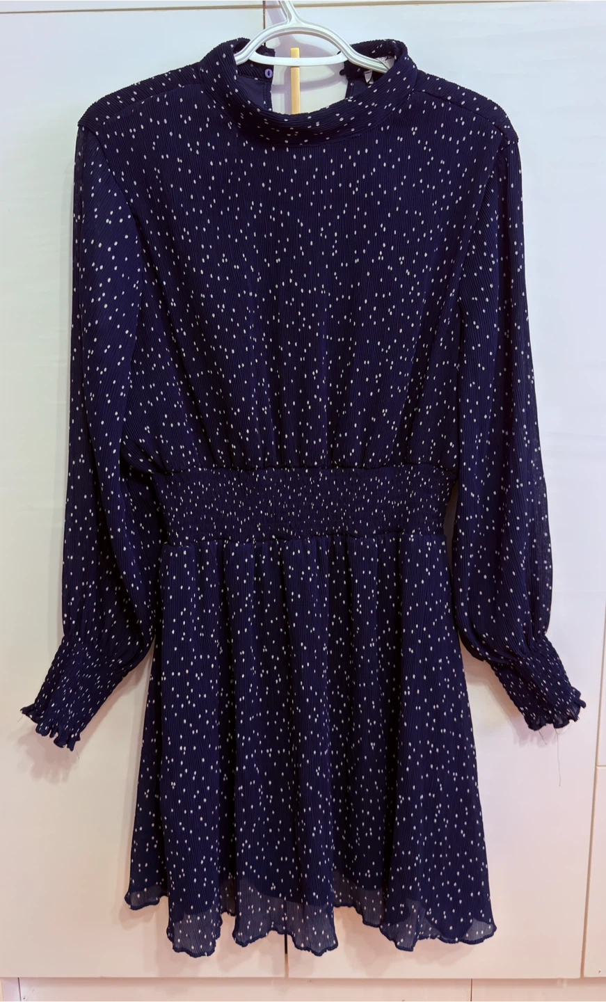 Suzy Shier Navy Polka Dot Dress