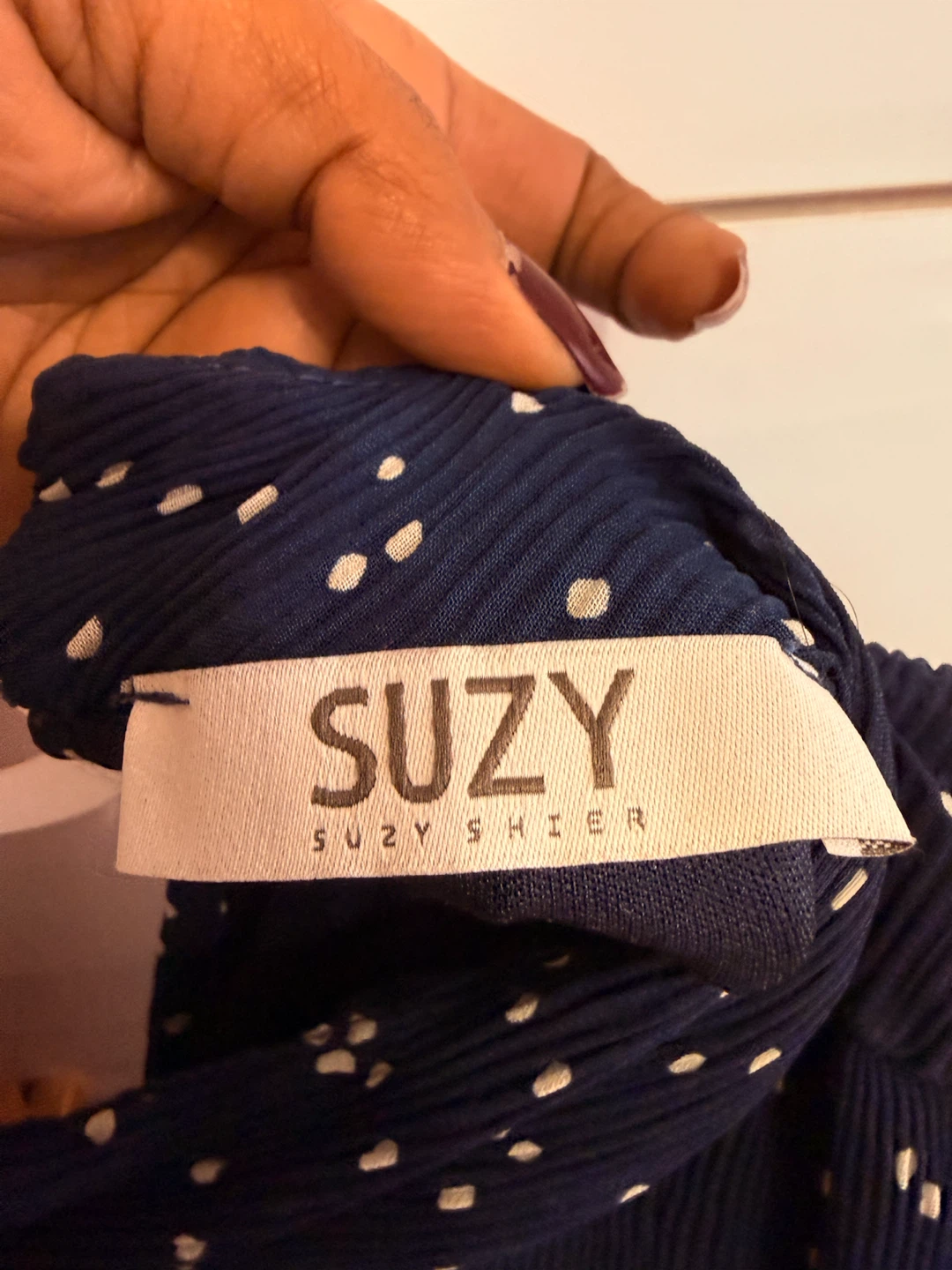 Suzy Shier Navy Polka Dot Dress - photo 2