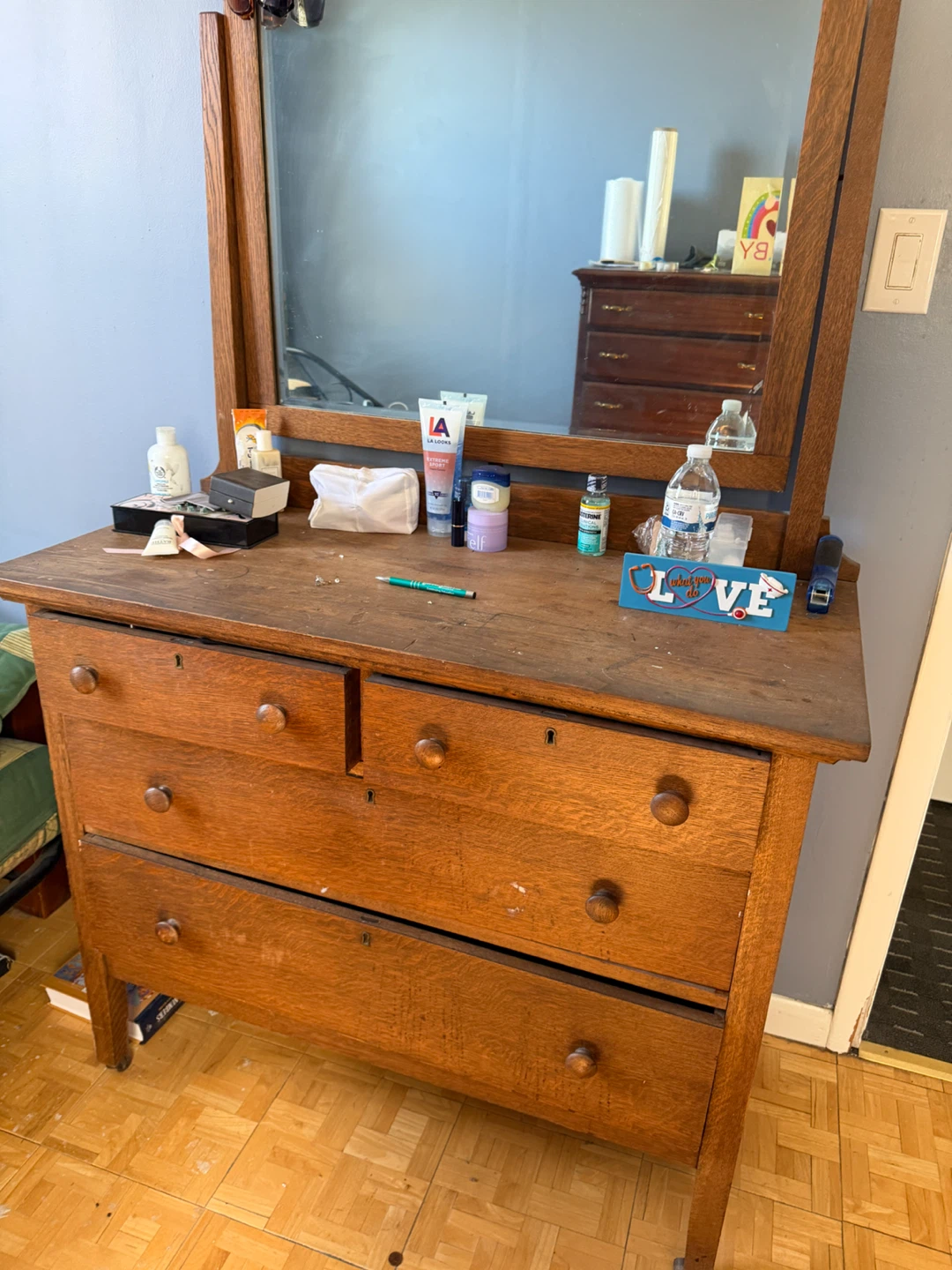 Vintage Oak Dresser with Mirror