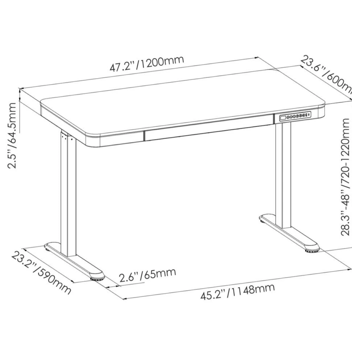 Black Standing Desk with USB Ports - photo 4