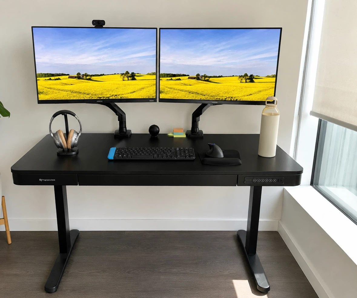 Black Standing Desk with USB Ports