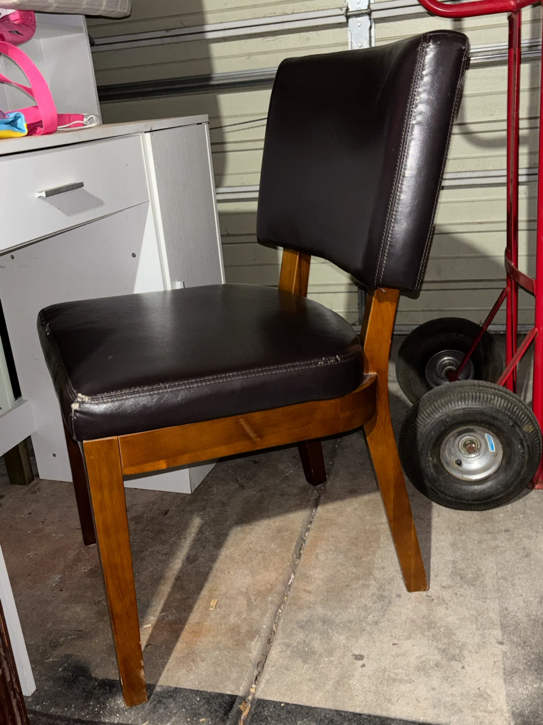 Dark brown faux leather chairs/ 4