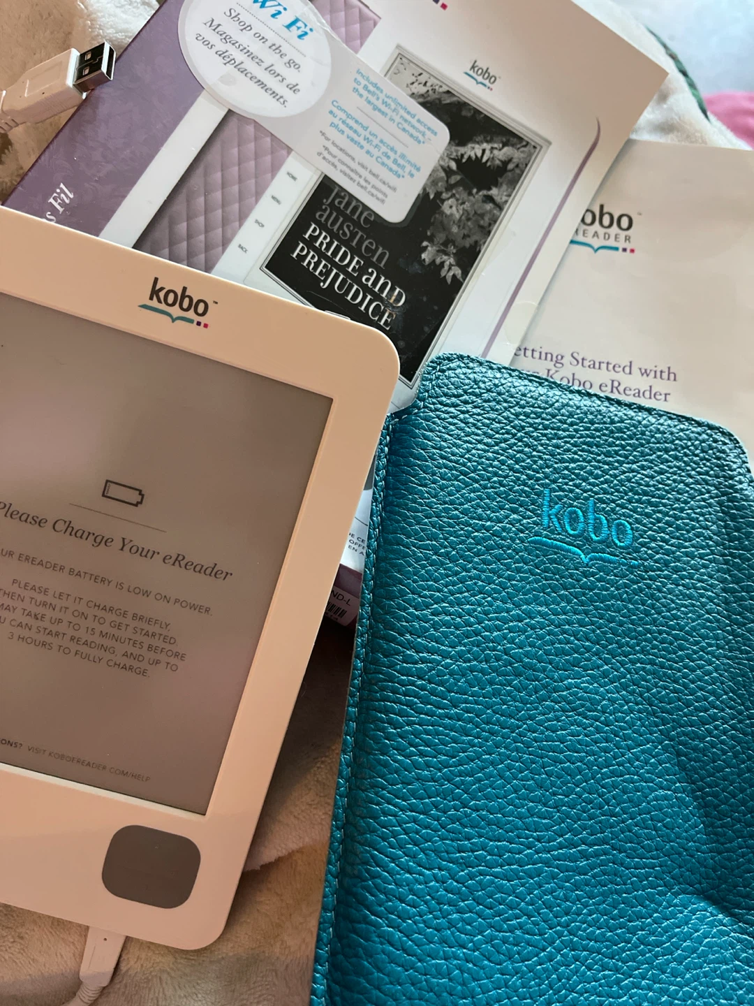 Kobo eReader with Jane Austen's Pride and Prejudice