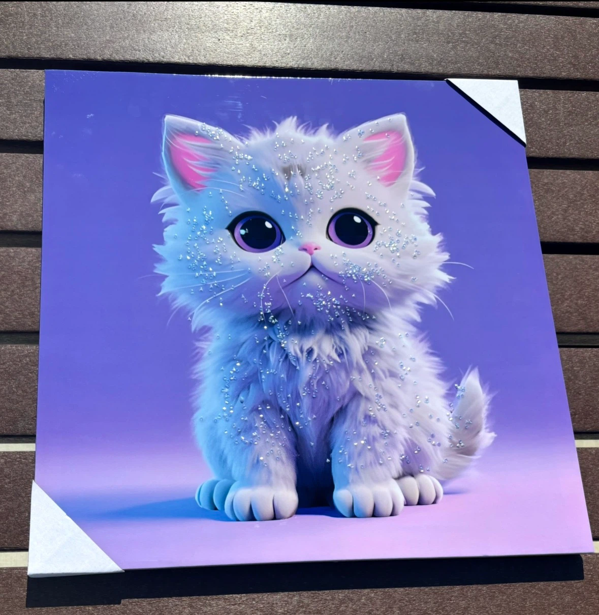 Sparkly White Kitten Wall Art