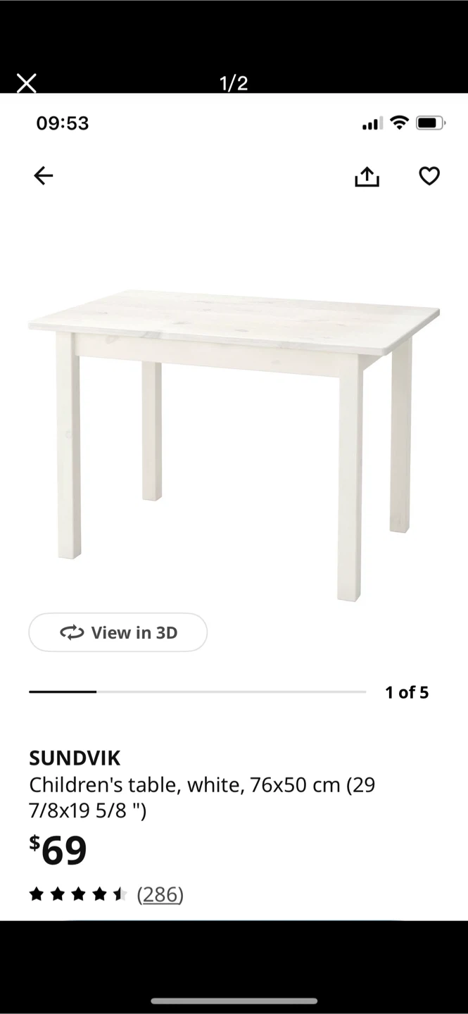 IKEA SUNDVIK Children's Table and 2 chairs