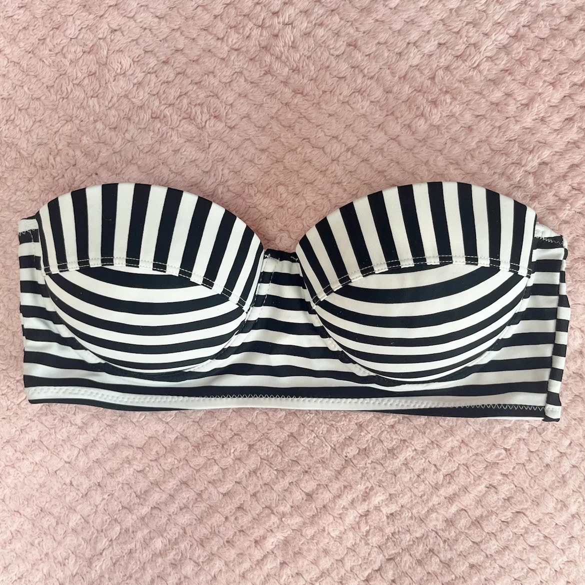 Strapless Striped Bikini Top