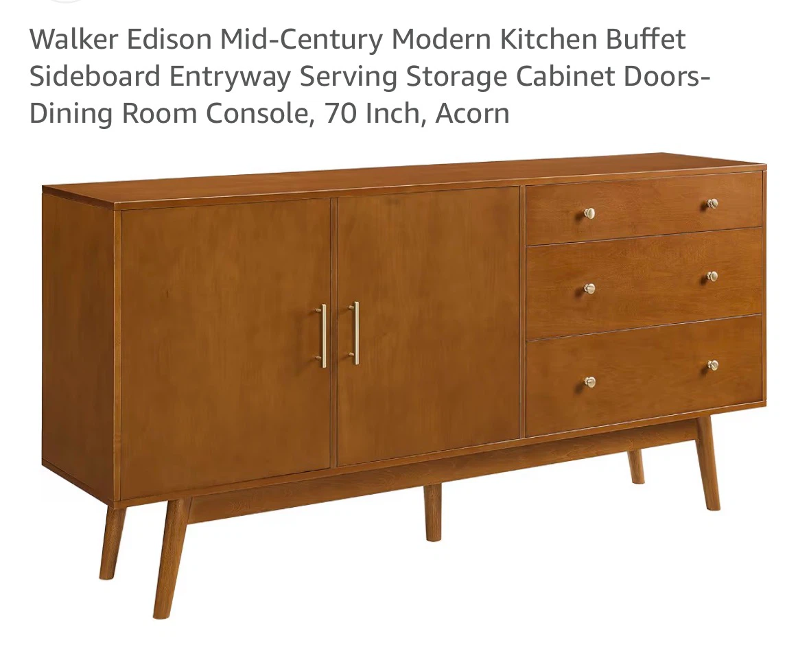 Walker Edison Mid-Century Modern Kitchen Buffet - 70 Inch