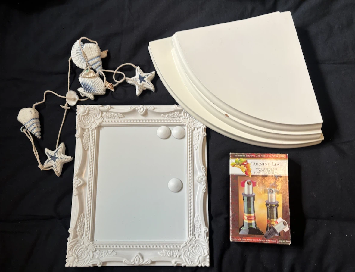 Decorative Set: White Photo Frame and house decor