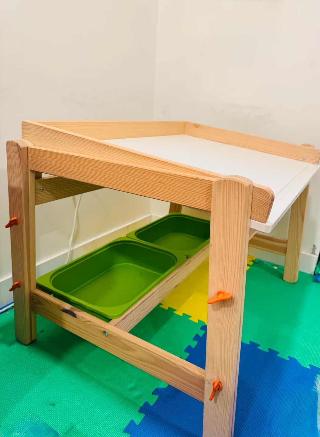 IKEA FLISAT Children's Desk Adjustable Height Green Trays - photo 3