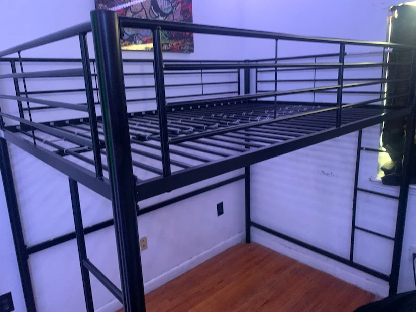 Walker Edison  Metal Loft Bed, Full Double, Black