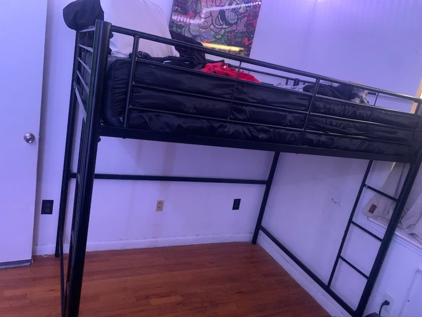 Walker Edison  Metal Loft Bed, Full Double, Black - photo 2