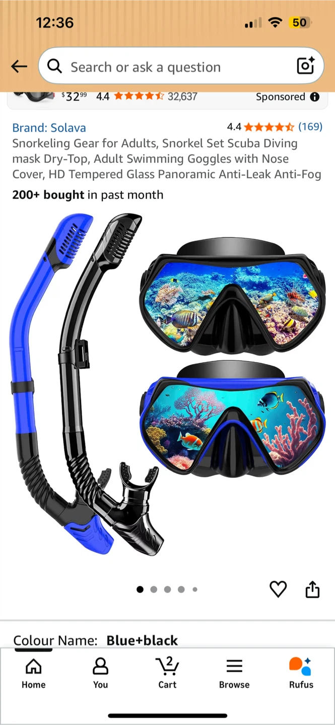 Solava Snorkel Set - Blue & Black x 1 + pink and black x 2 - photo 3