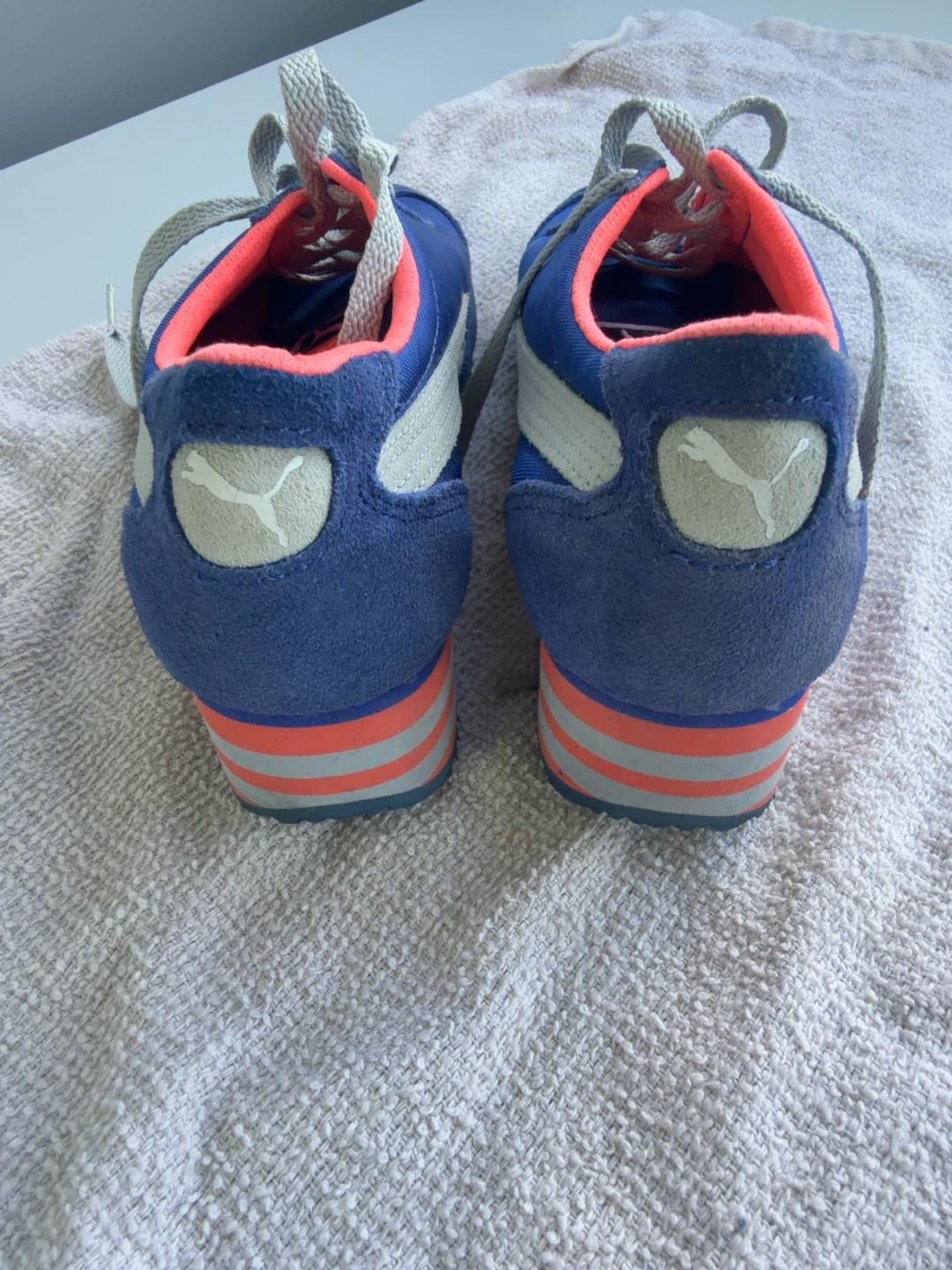 Puma Blue Suede and Nylon Sneakers