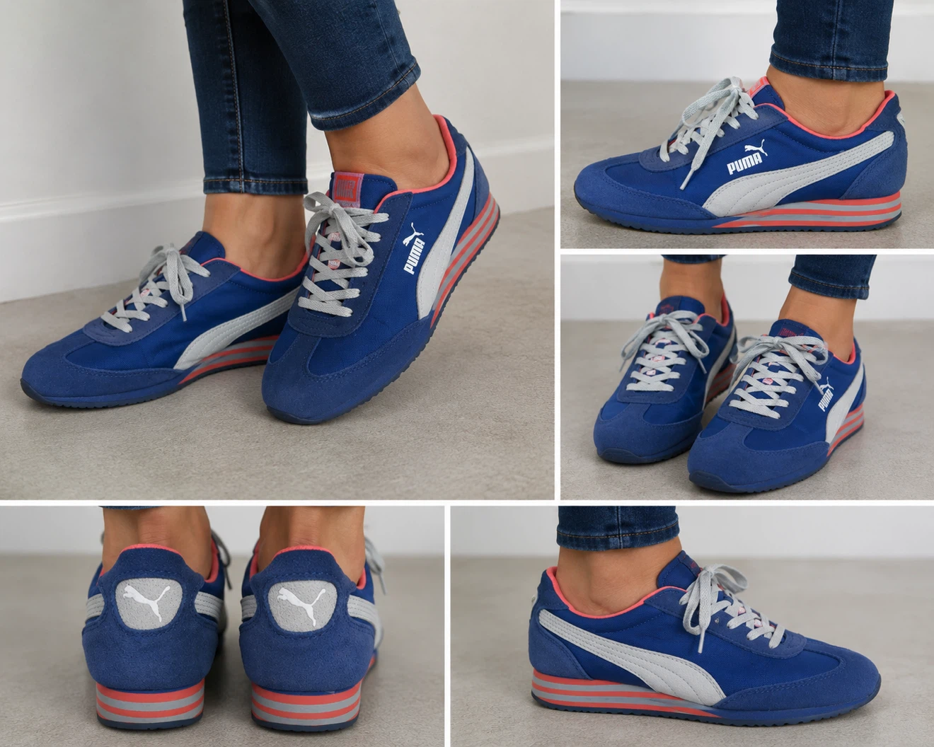 Puma Blue Suede and Nylon Sneakers - photo 4