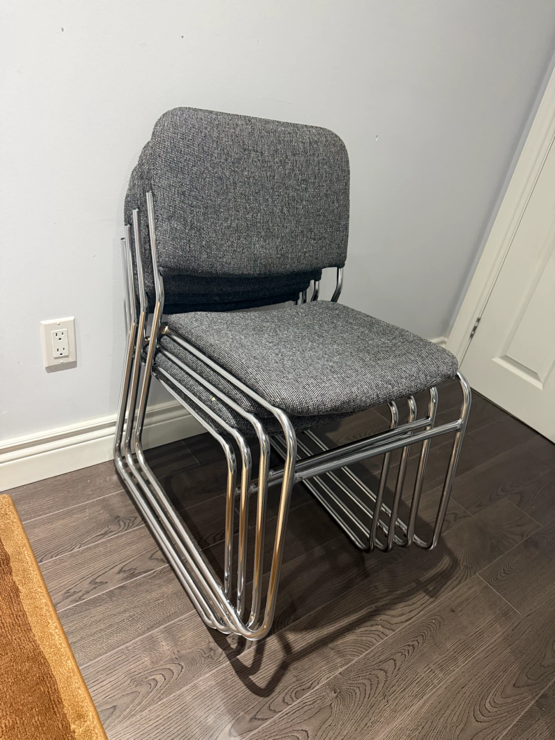 Stackable Grey Fabric Office Chairs (Set of 4) - photo 2